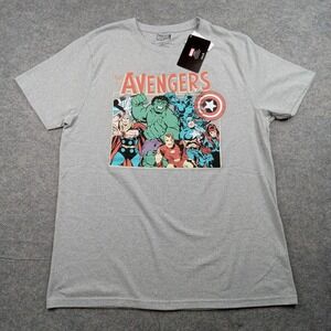 Marvel Shirt Mens Large Gray The Avengers Graphic Superhero Comic Crewneck Tee